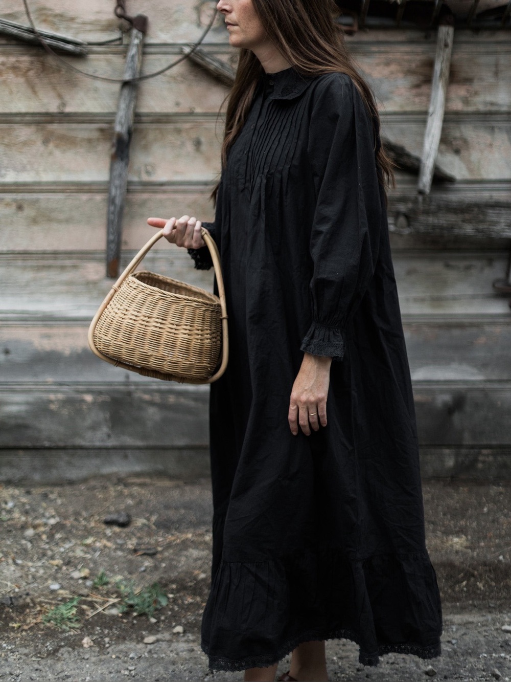 Heirloom Arts Co Kate Black Poplin Nightgown L